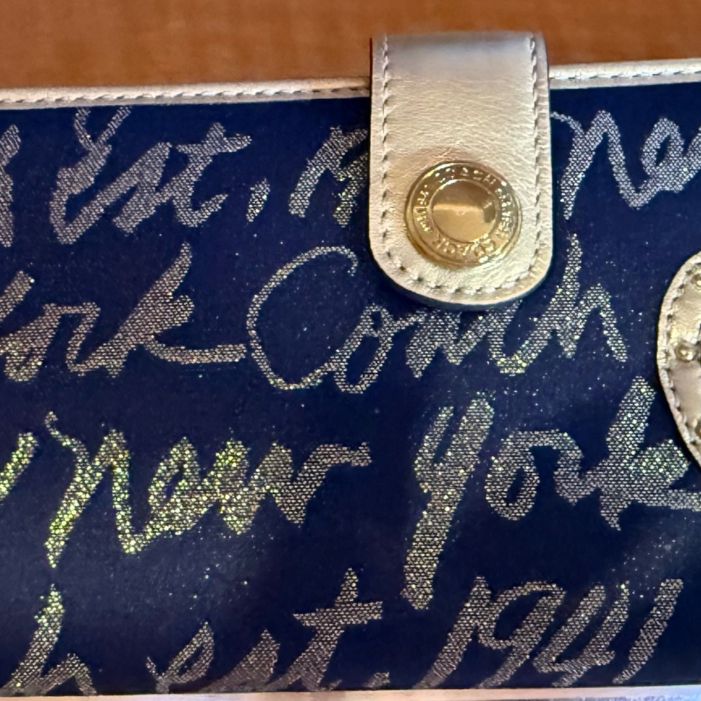 Coach New York Script Blue and Gold Shoulder Bag with Heart Accents Set of 2 - Picture 8 of 12